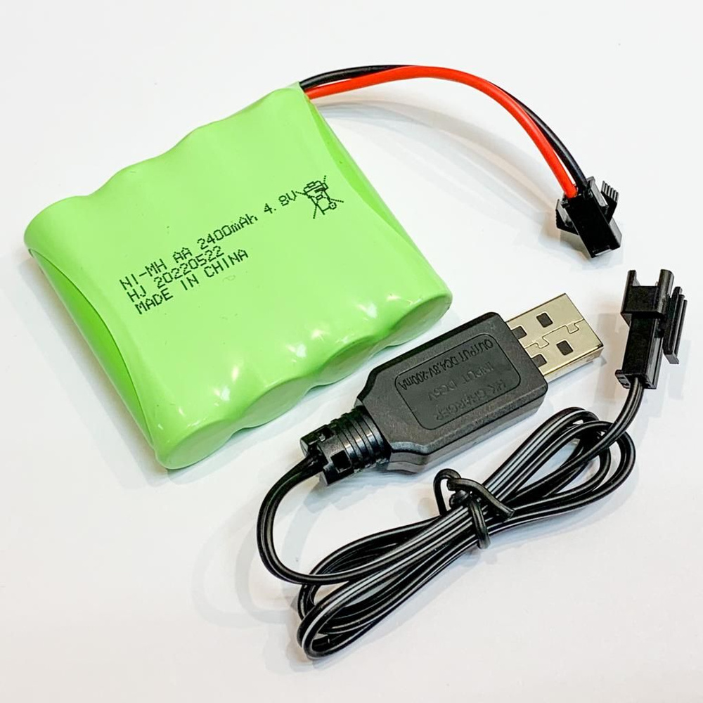 Усиленный аккумулятор Ni-Mh (Ni-Cd) 4.8V 2400mAh и Зарядное устройство для  радиоуправляемой машинки, танка - купить с доставкой по выгодным ценам в  интернет-магазине OZON (767541514)