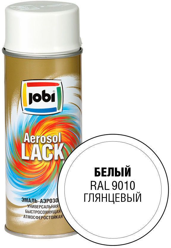 JOBI Аэрозольная краска Быстросохнущая, Глянцевое покрытие, 0.4 л, 0.4 кг, белый  #1