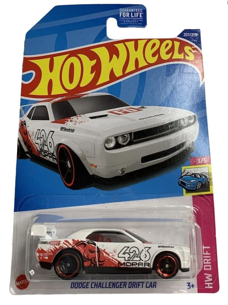 HCV88 Машинка металлическая игрушка Hot Wheels коллекционная модель DODGE CHALLENGER DRIFT CAR белый #1