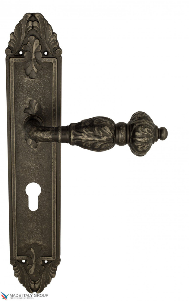 Дверная ручка на планке Venezia LUCRECIA CYL PL90 античное серебро  #1