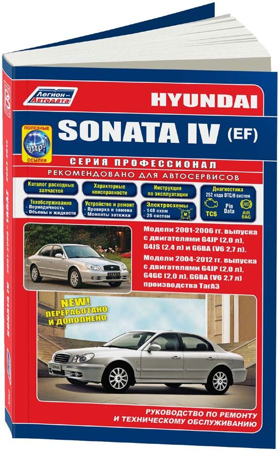 Hyundai Sonata 2001-06, TagAZ 2004-12 бензин G4JP(2,0), G4GC(2,0), G4JS(2,4), G6BA(2,7). Серия Профессионал. #1