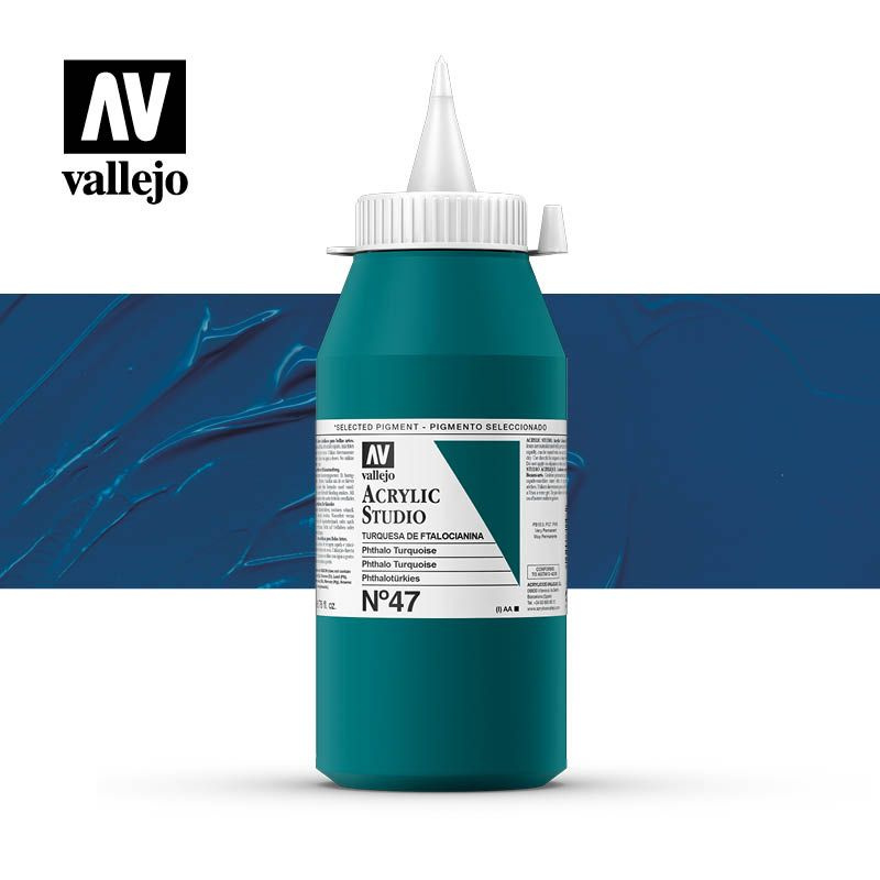 Vallejo Акрил "Studio" №47 Phthalocyanine Turquoise / Бирюзовый фтало 1 литр  #1