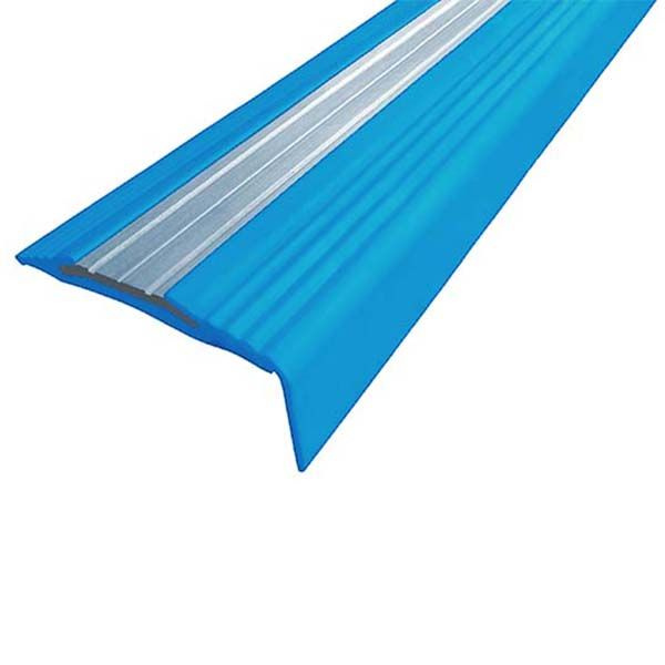 Противоскользящий уголок на ступени из термоэластопласта с алюминиевой вставкой NoSlipper 2,7м голубой #1