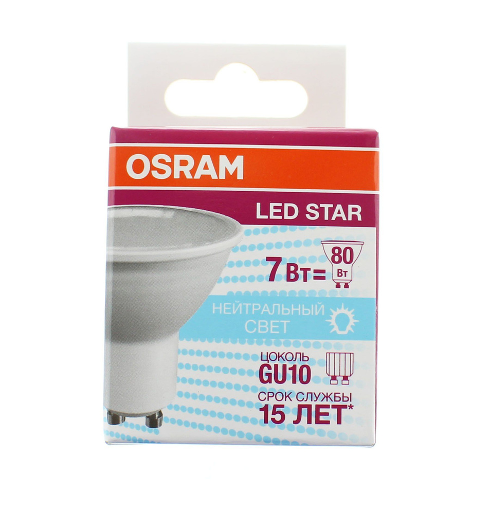 Лампа светодиодная OSRAM LED Star PAR16 7Вт 4000К GU10 #1