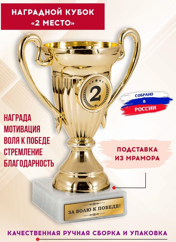 Кубок для награждения спортивный, 2 место, с гравировкой, SPORT PODAROK  #1