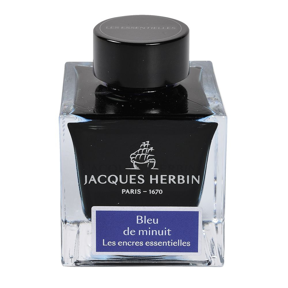 Чернила в банке Herbin Prestige, 50 мл, Bleu de minuit Полуночный синий  #1