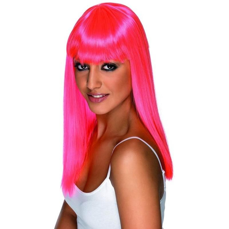 Карнавальный парик Newstyle светящийся LED (3 режима) / Розовый, длина 55 см  #1