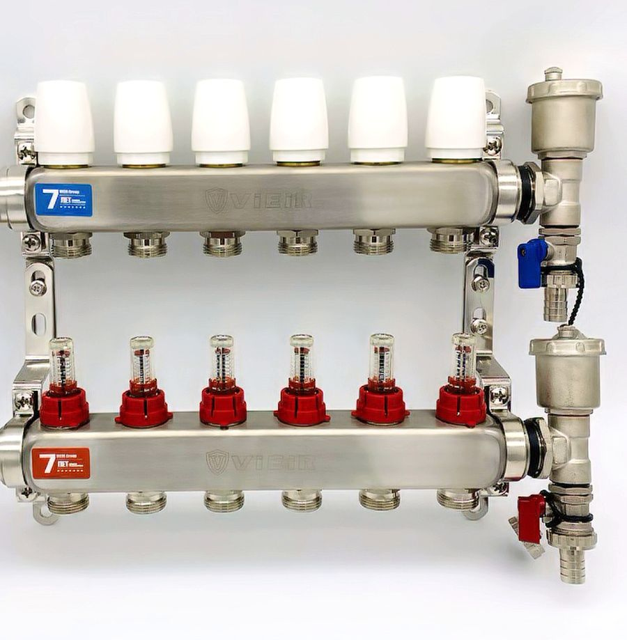 Коллекторная группа с расходомерами без кранов нерж. 6 выхода ViEiR арт. R113-06A  #1