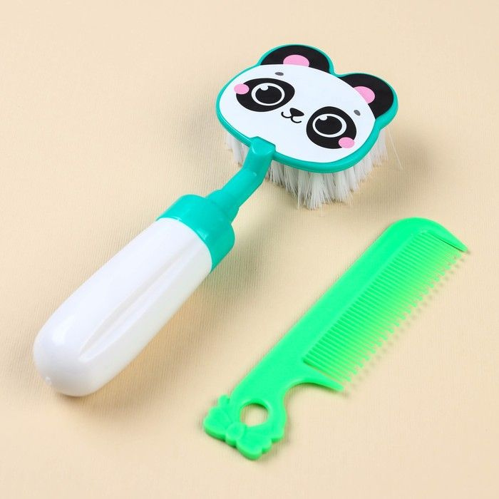 Набор расчёсок Панда, 2 предмета: расчёска с зубчиками + щётка  #1