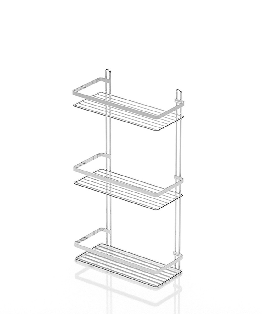 Полка в ванную прямая Tekno-tel ES065SSS 3 яруса 25*12*46 нерж.сталь глянцевый  #1