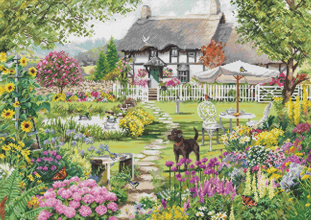 Набор для вышивания Luca-s B2412 Cottage Garden (Коттеджный сад) 46 x 32 см Счетный крест  #1