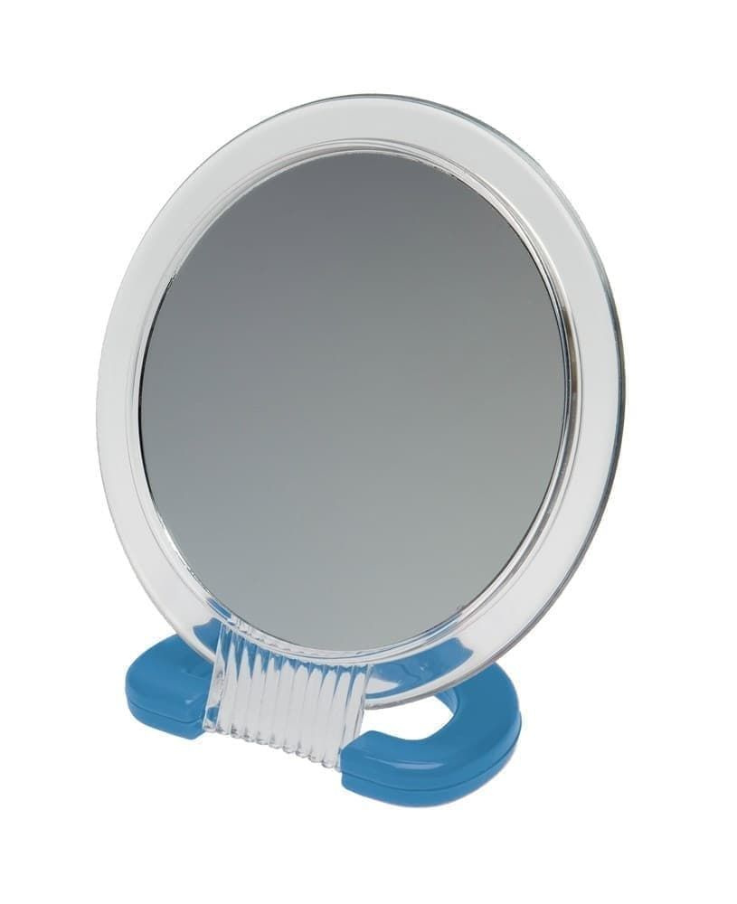 Зеркало Dewal Beauty настольное, в прозрачной оправе, на пл.подставке синего цвета,230x154 мм.  #1