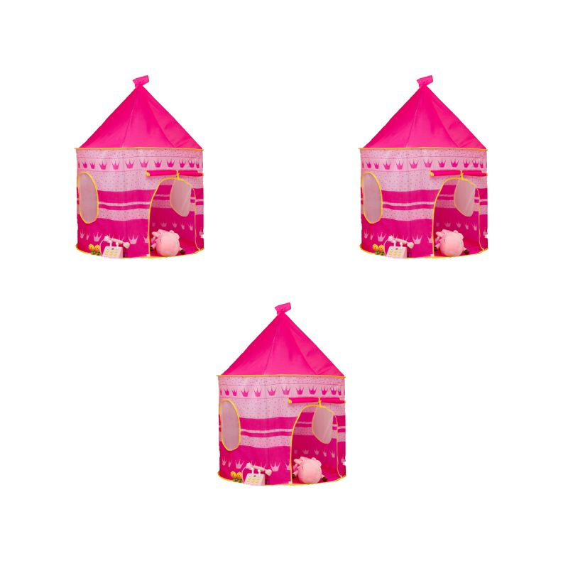 Палатка для детей, игровой детский домик "Розовый вигвам", 135x105 см (Набор 3 шт.)  #1