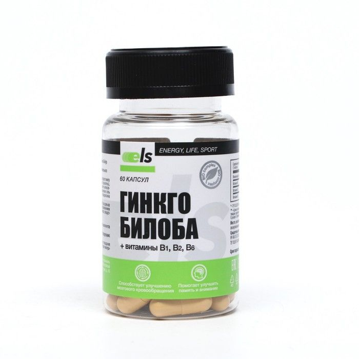 Гинкго Билоба Ангио + витамины В1, В2, В6 витамины / бад для мозга, памяти, концентрации 60 капсул по #1