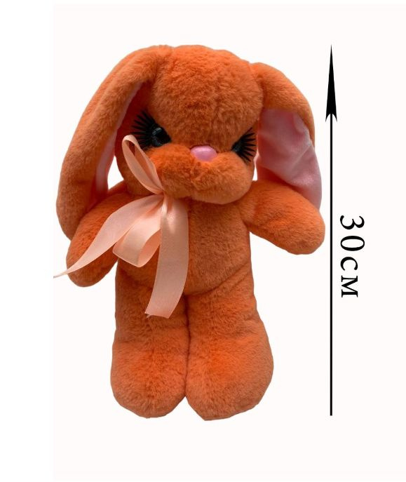 Мягкая игрушка Заяц с ресницами коричневый. 30 см. #1