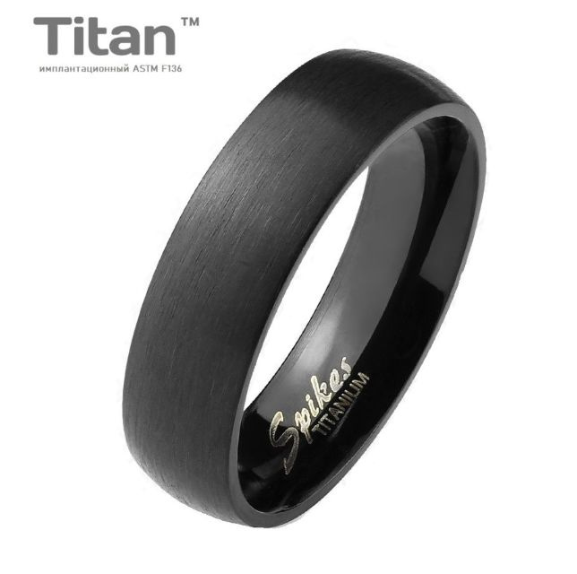 Кольцо из титана черное матовое, ширина 6 мм #1