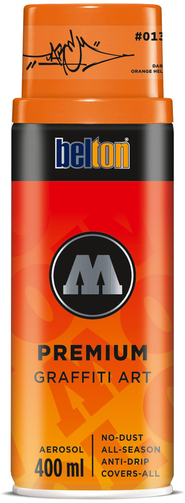 Аэрозольная краска для граффити и дизайна Molotow Belton PREMIUM #013 / 327184 DARE orange light  #1