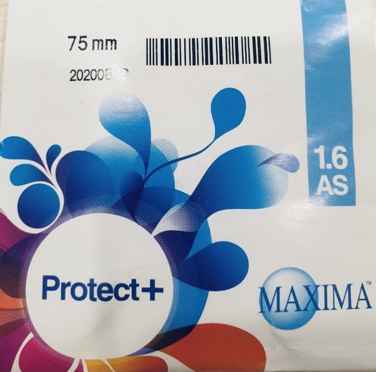 Линзы для очков Maxima AS 1.6 Protect+ / -1.5 / d75 , асферика, полимер MR-8, 1 шт  #1