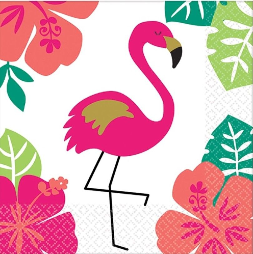 Салфетки ALOHA Фламинго 25см 16шт гавайская вечеринка #1
