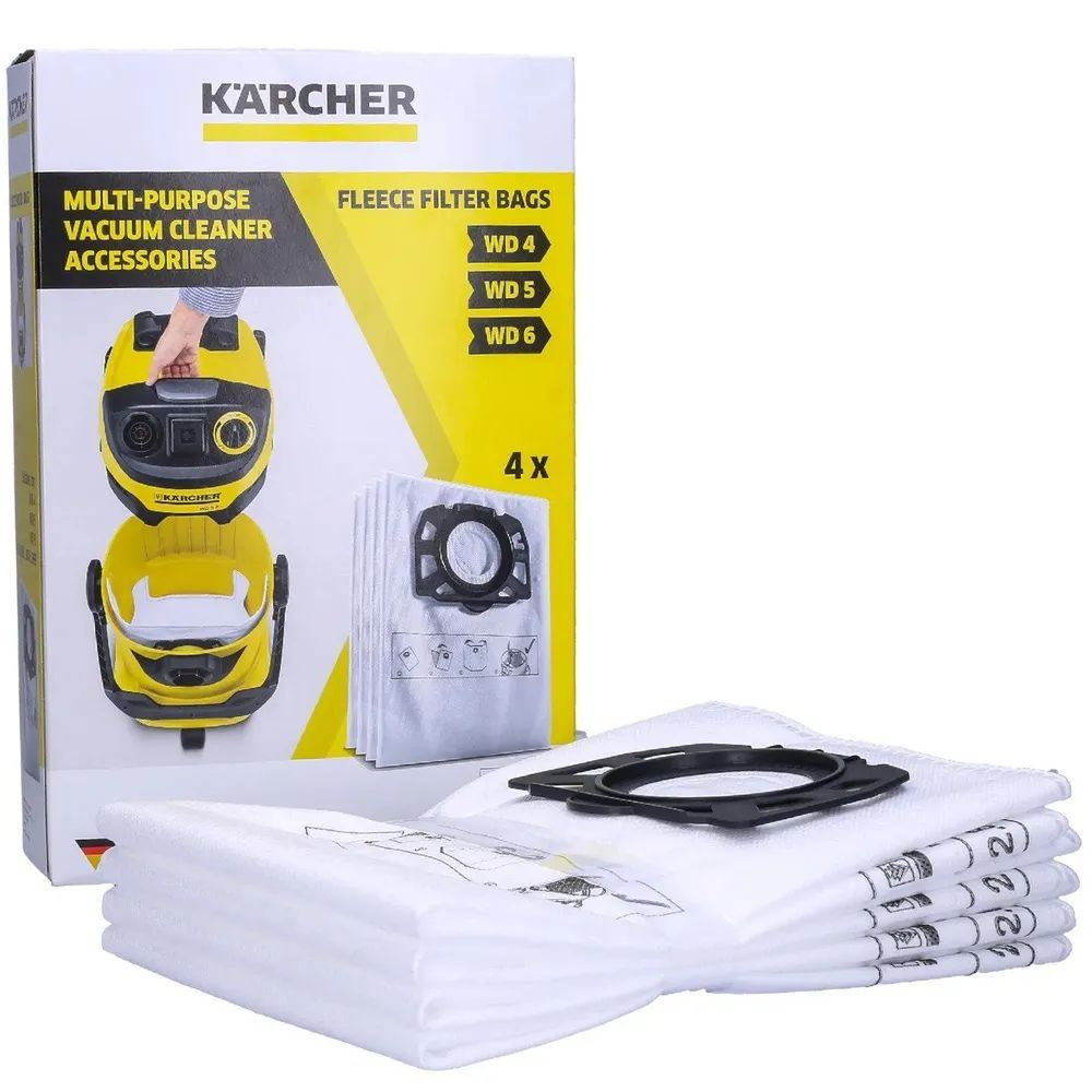 Фильтр-мешки для пылесосов Karcher WD 4/5/6, 4шт, 2.863-006.0 #1