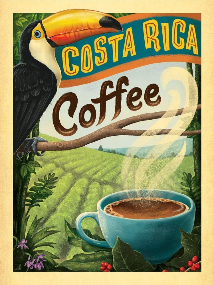 ПростоПостер Постер "Рекламный плакат - Кофе Costa Rica Coffee", 70 см х 50 см  #1