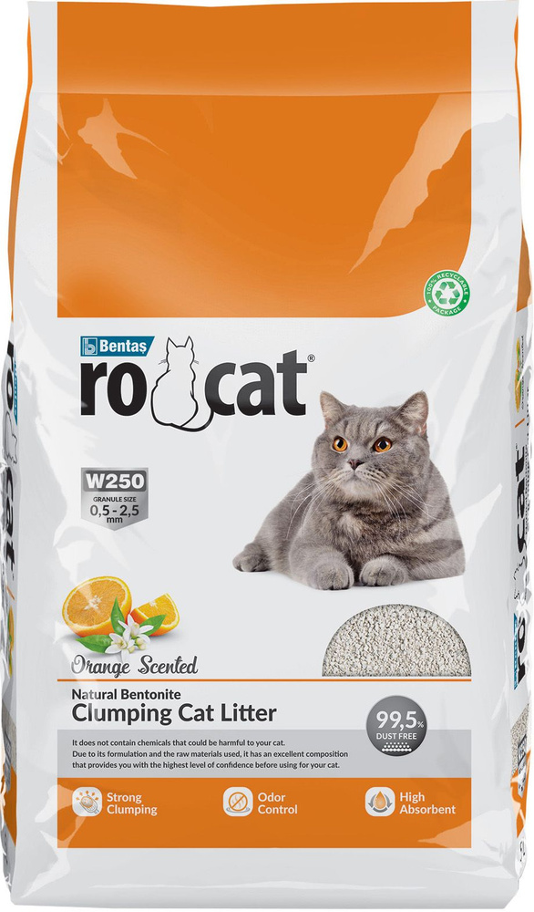 Наполнитель Ro Cat Orange Scented для кошачьих туалетов, комкующийся, без пыли, с ароматом апельсина, #1