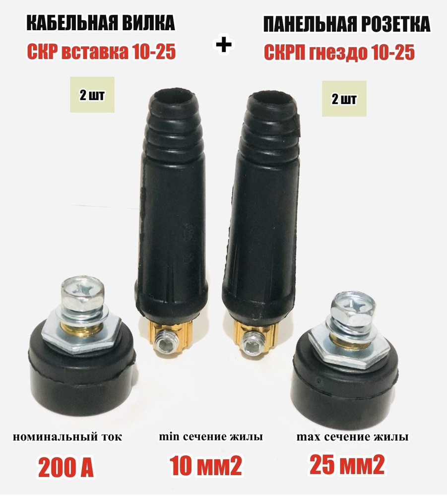 Кабельная вилка+панельная розетка (СКР-10-25 вставка + СКРП-10-25 ...