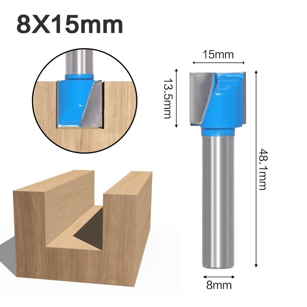 Фреза пазовая прямая DxHxL 15 x 13.5 x 48.1 мм,хвостовик 8 мм #1