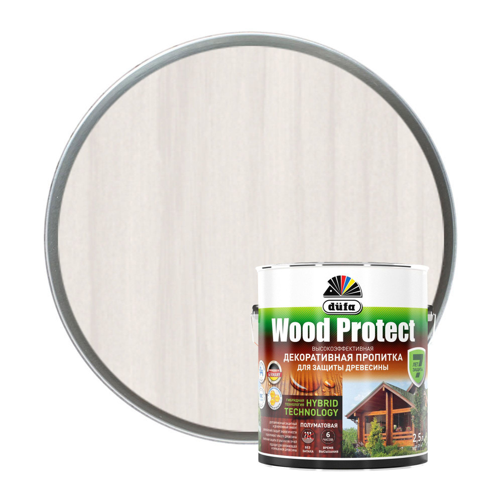 Пропитка декоративная для защиты древесины Dufa Wood Protect белая 0,75 л  #1