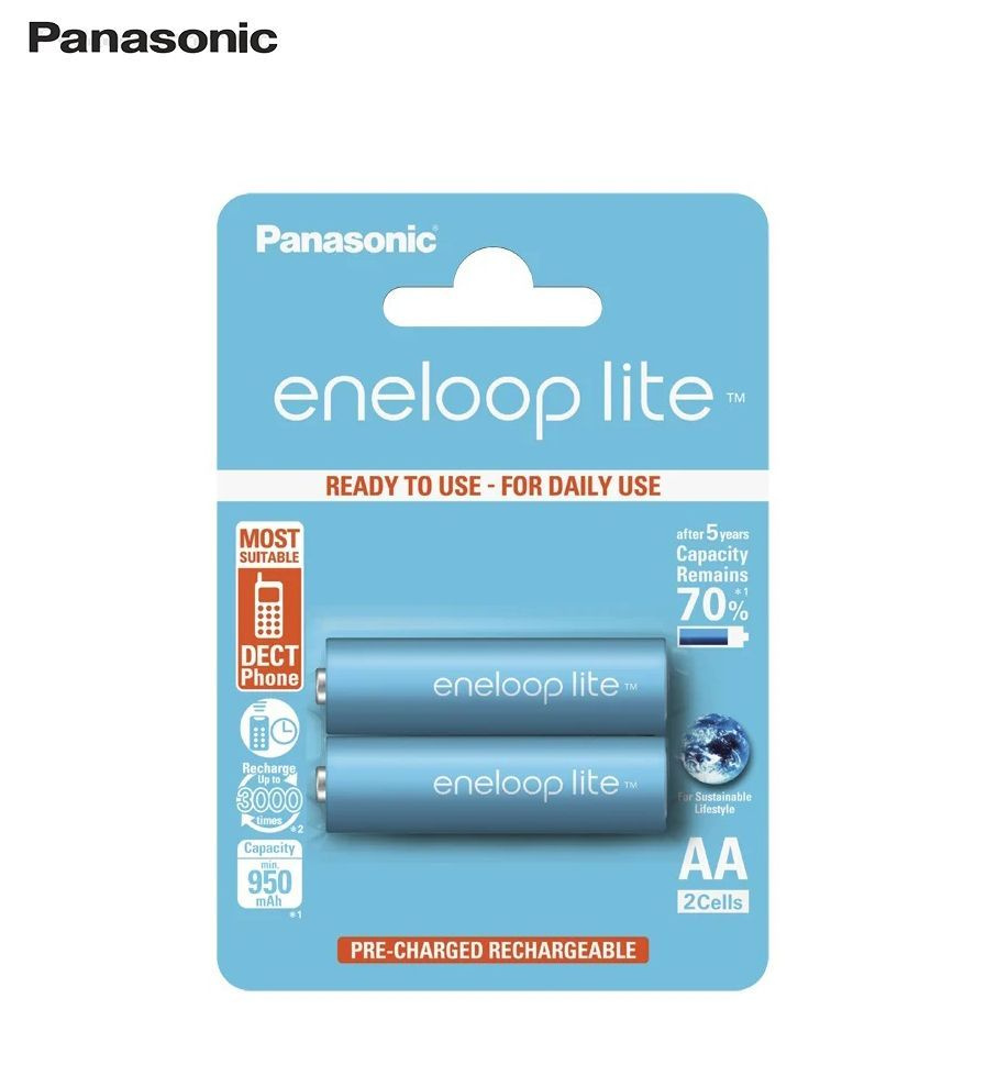 Аккумулятор предзаряженный RTU Panasonic HR6 AA BL2 NI-MH eneloop lite 950mAh (2/16/192)  #1