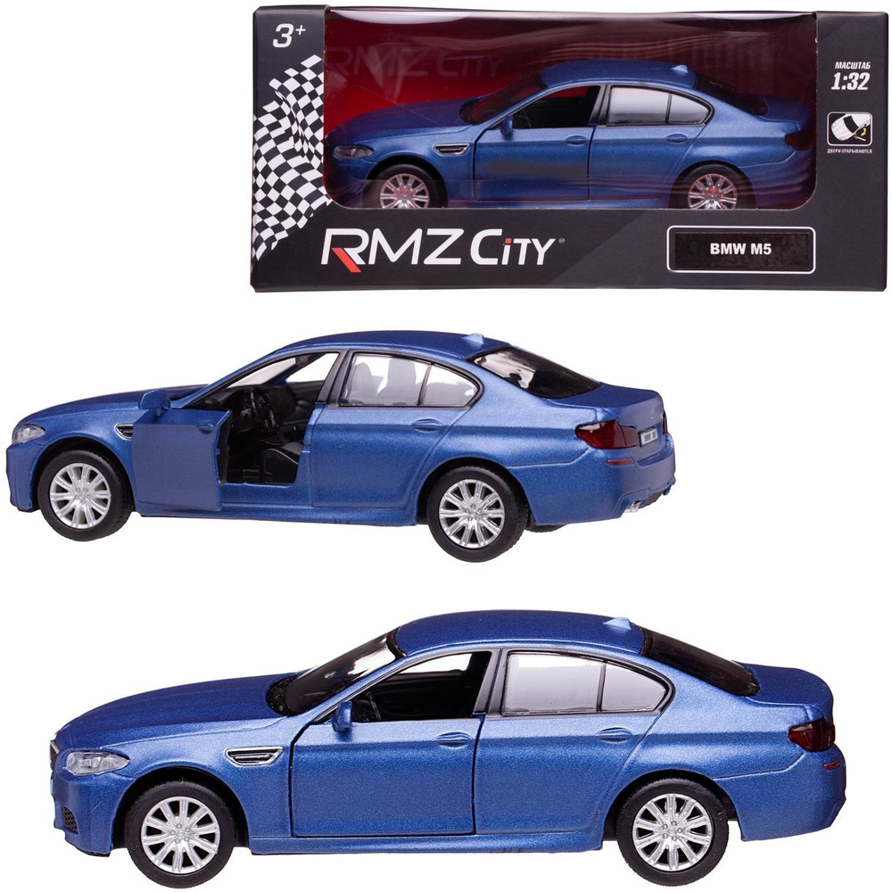 Машинка металлическая Uni-Fortune RMZ City 1:32 BMW M5, инерционная, голубой матовый цвет,  #1