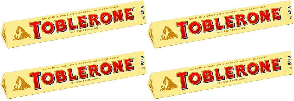 Шоколад Toblerone молочный с медом и миндальной нугой, комплект: 4 упаковки по 100 г  #1