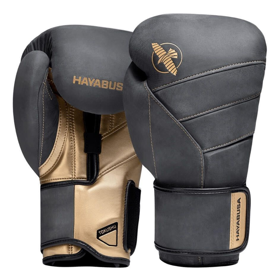 Боксерские перчатки Hayabusa LX Obsidian/Gold 12oz #1