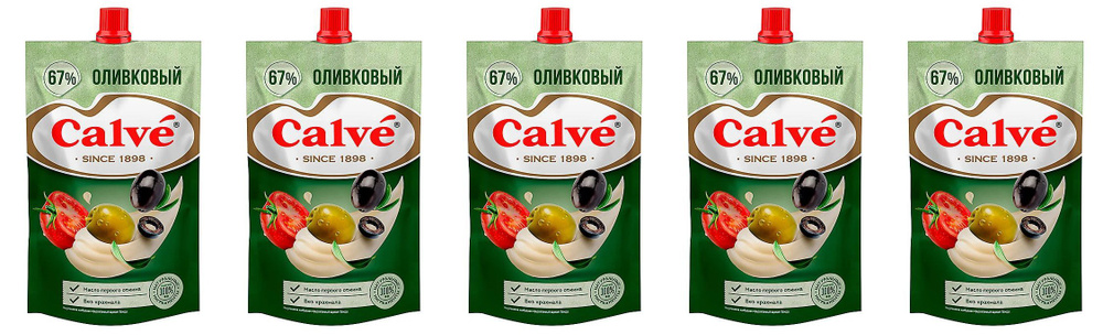 Calve, майонез Оливковый 67%,5 шт по  400 г #1