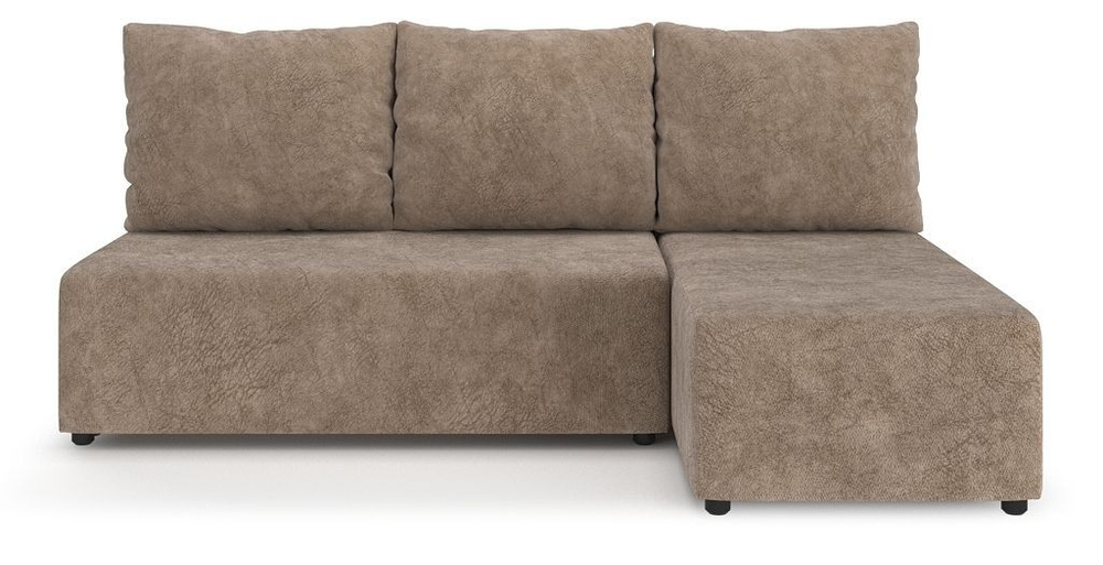 Угловой диван-кровать PUSHE раскладной Каир Lux, правый угол, велюр, коричневый мрамор Meridian 231  #1