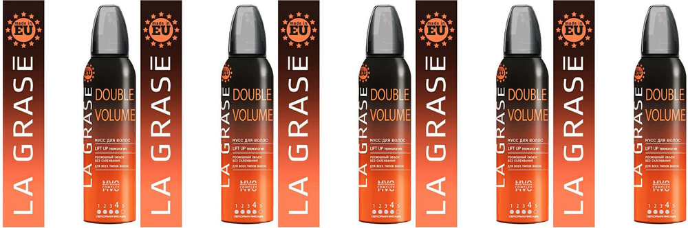 Мусс для укладки волос La Grase Double Volume, комплект: 5 упаковок по 150 мл  #1