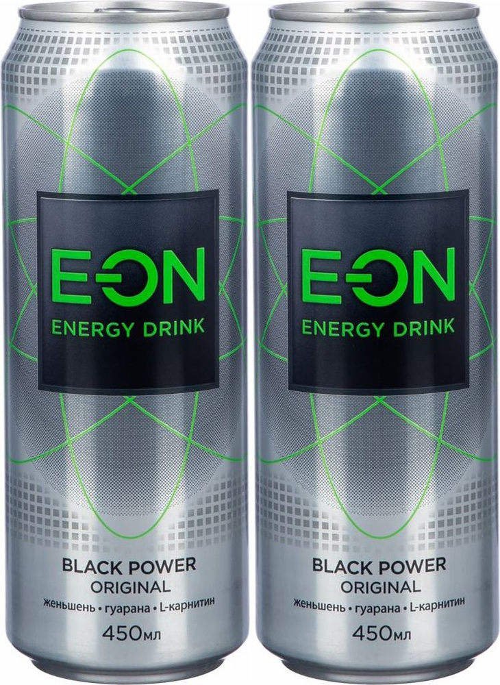 Энергетический напиток E-ON Black power газированный 0,45 л, комплект: 2 банки по 450 мл  #1