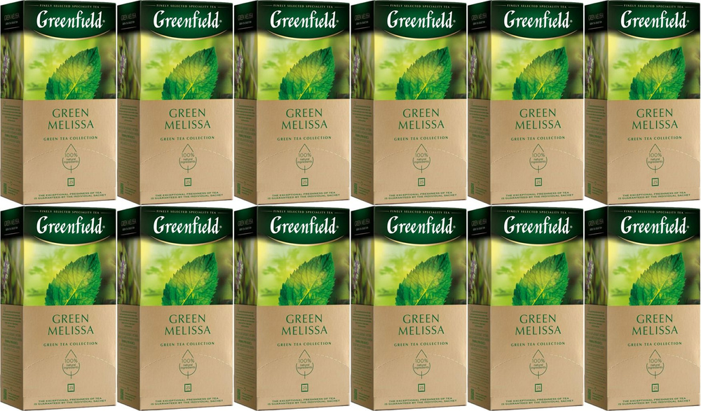 Чай зеленый Greenfield Green Melissa в пакетиках 1,5 г х 25 шт, комплект: 12 упаковок по 37.5 г  #1