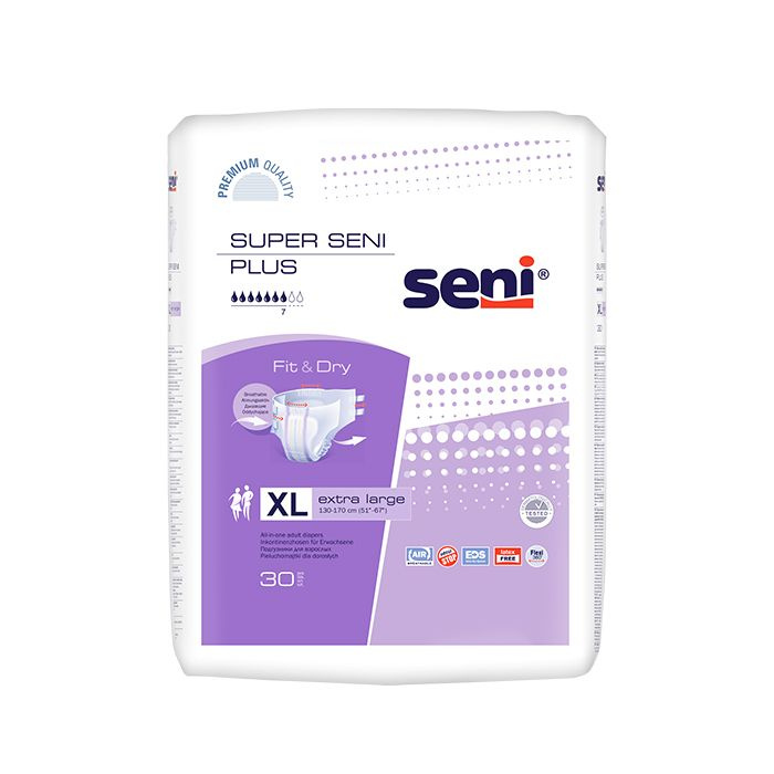 Подгузники для взрослых Super Seni Plus Extra Large (№4), объем талии 130-170 см, 30 шт.  #1