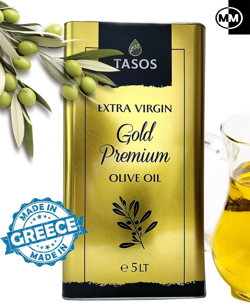 Оливковое масло для салатов, с запахом, Extra Virgin Olive Oil Gold Premium TASOS 5л, Мили Маркет  #1