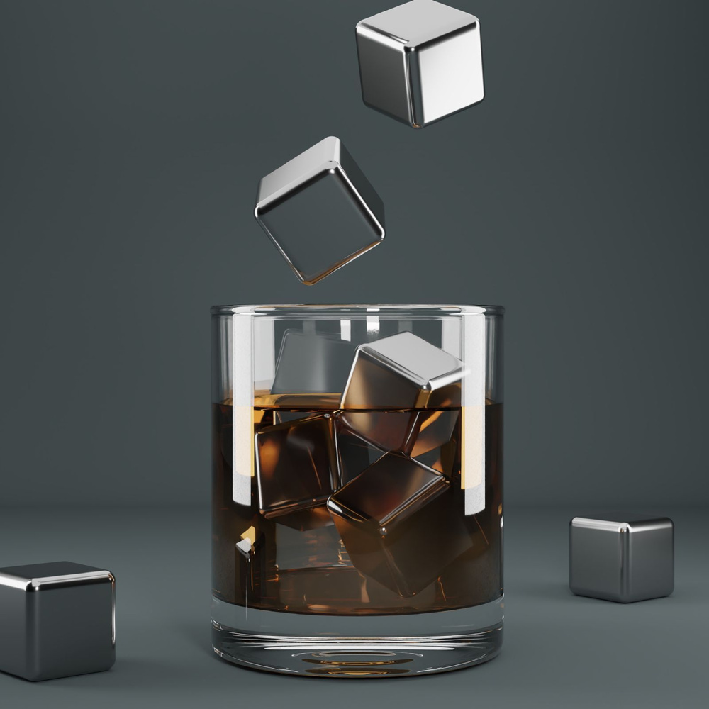 Набор камней для виски "Куб", 4 шт, размер 2,5х2,5 см, нержавеющая сталь  #1