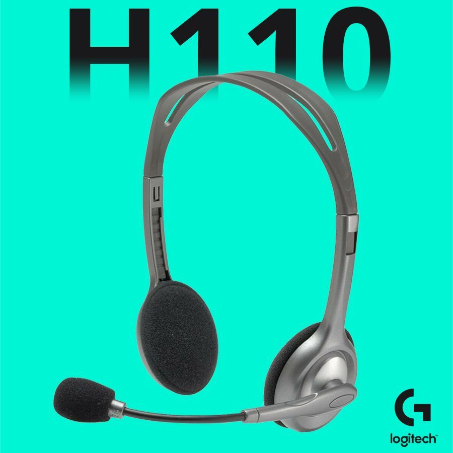 Наушники с микрофоном для компьютера Logitech H110 (981-000271) - проводная офисная гарнитура 3.5 мм #1