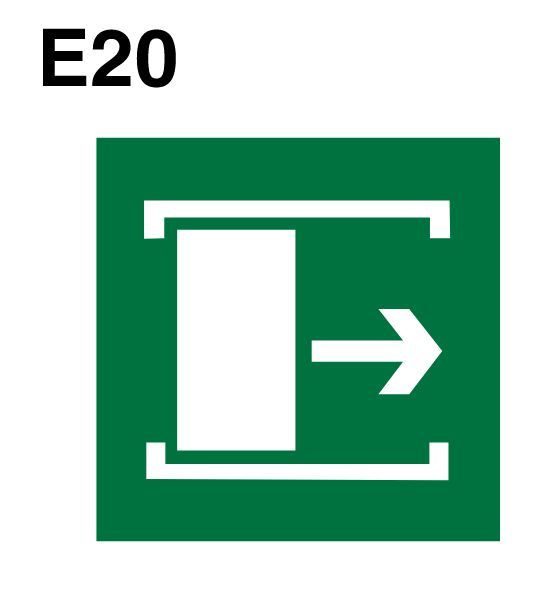 Несветящийся, эвакуационный знак E20 Для открывания сдвинуть (самоклеящаяся ПВХ плёнка, 200*200*0,1 мм, #1