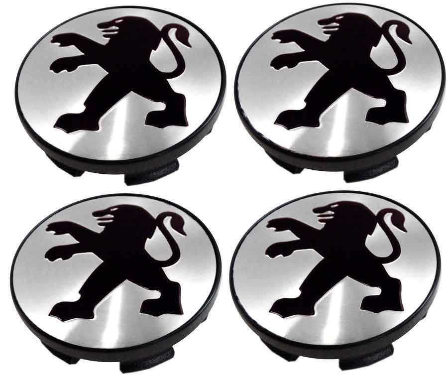 Колпачки на литые диски 60/54/10 мм - 4 шт / Заглушки ступицы Peugeot серебристые для дисков TG Raicing #1