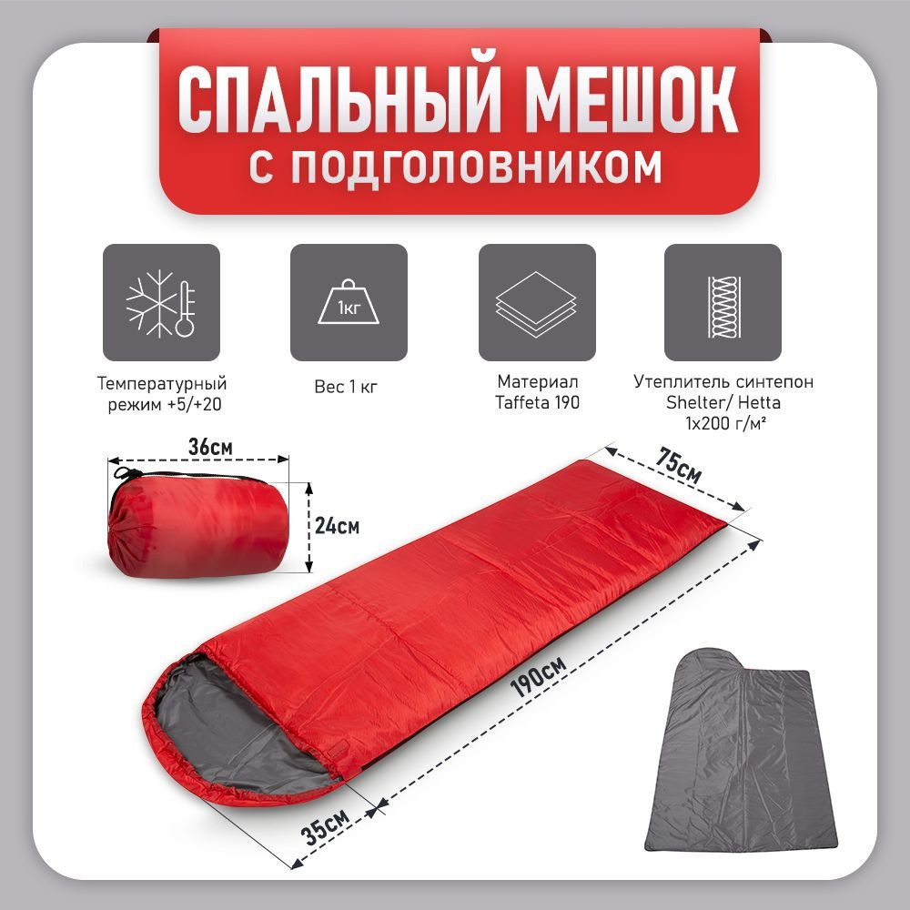Спальный мешок туристический СП2 красный #1