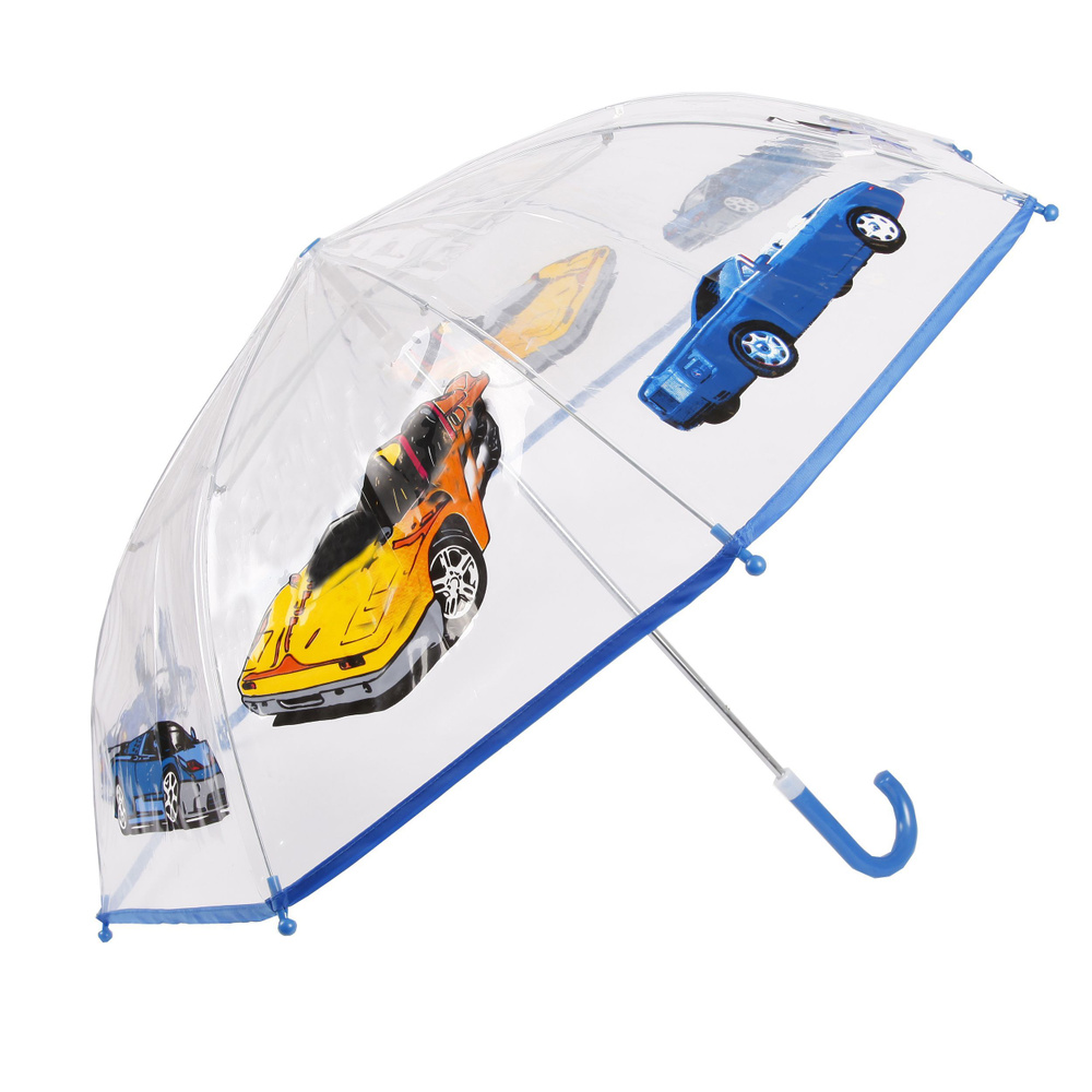 Зонт трость детский механический прозрачный Автомобиль, 46 см  #1