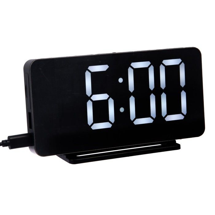 Часы-будильник Sakura SA-8519, электронные, будильник, радио, 1хCR2032, чёрные  #1