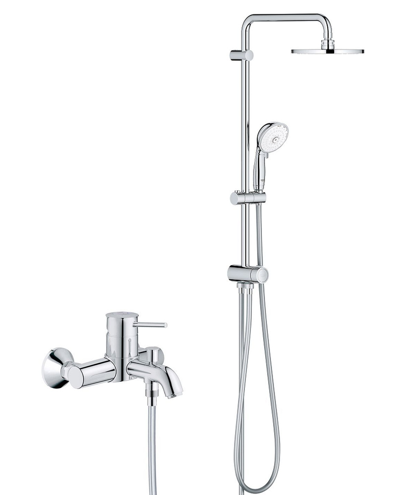 Душевая стойка с тропическим душем и смесителем для ванны Grohe BauClassic Rustic 60, хром  #1