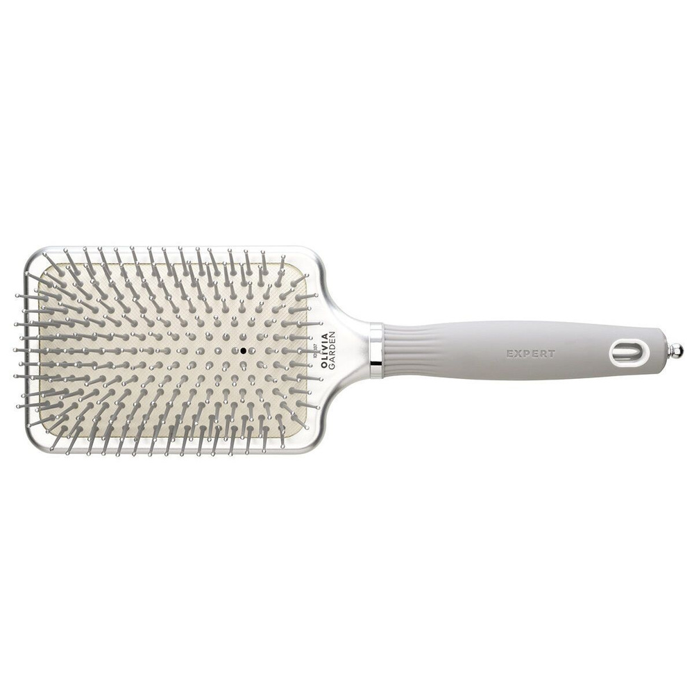 Щетка массажная Olivia Garden Expert Care Rectangular Nylon Bristles Silver L (ID2037) #1