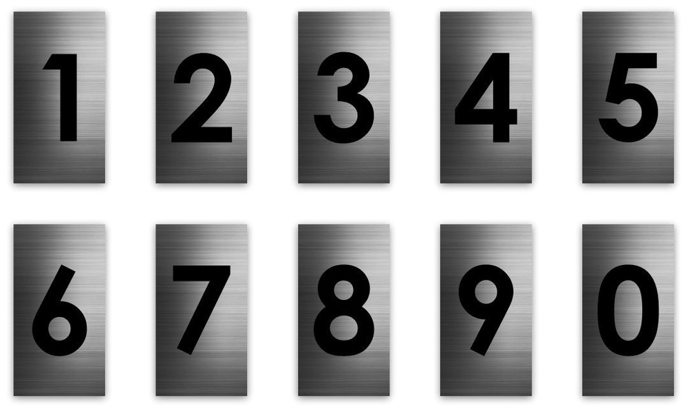Цифры на дверь квартиры или офис самоклеящиеся Standart Серебро, комплект 0-9  #1